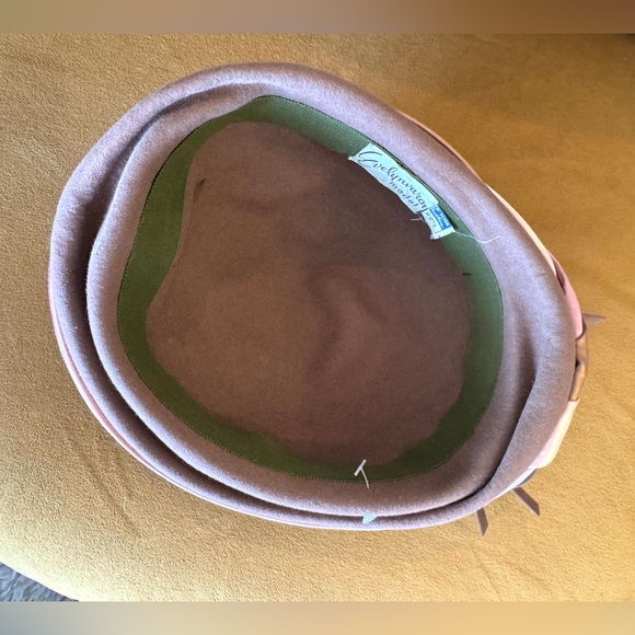 Vintage Evelyn Varon Pink and Brown 1950s Hat - Picture 8 of 9